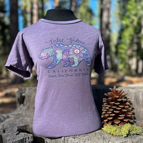 Women's Flower Bear Tee- Sugar Pine Point State Park