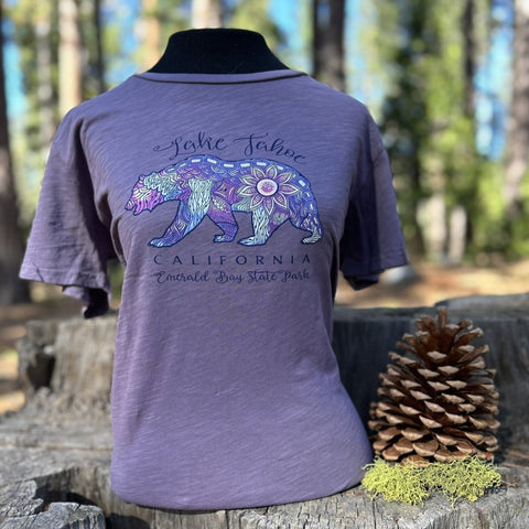 Women's Flower Bear Tee- Emerald Bay State Park