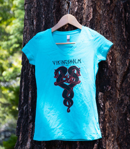 Women's Vikingsholm Dragon V-neck T-shirt